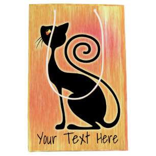 Black Cat Vintage Style Design Medium Gift Bag
