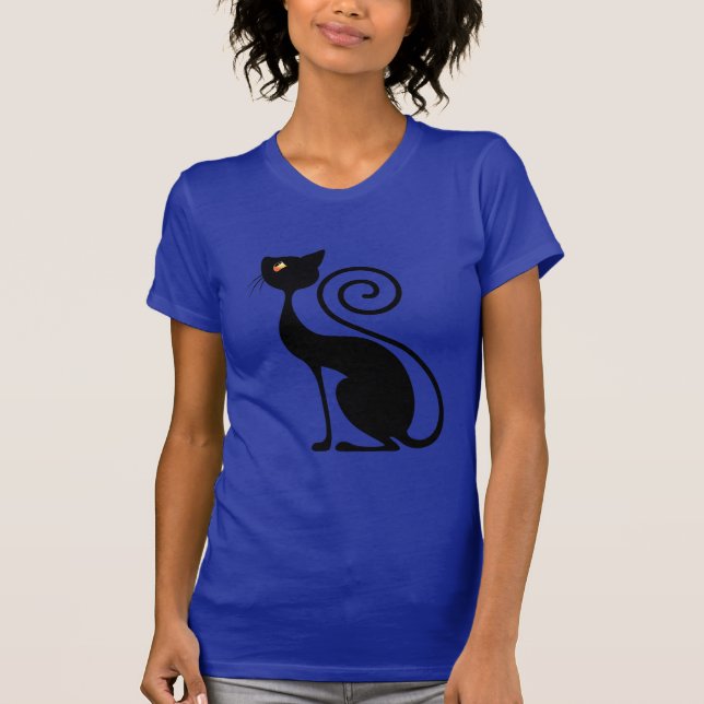 Black Cat Vintage Style Design T-Shirt (Front)
