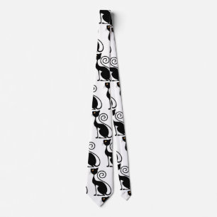 Black Cat Vintage Style Design Tie