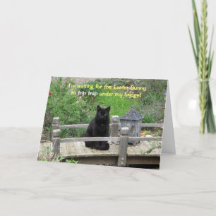 Black Cat Waiting on Bridge Easter Card