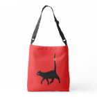 "Black Cat Walk" Red Cross Body Bag