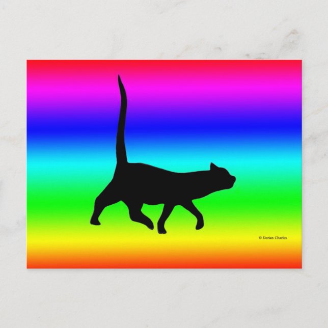 Black Cat Walkin' Post Card (Front)