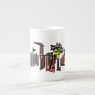 Black Cat walking in autumn cool Bone China Mug