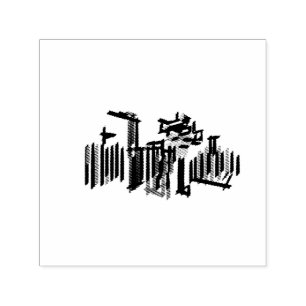 Black Cat walking in autumn cool Self-inking Stamp