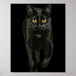 Black Cat Walking Kitten Kitty Halloween y Men Poster