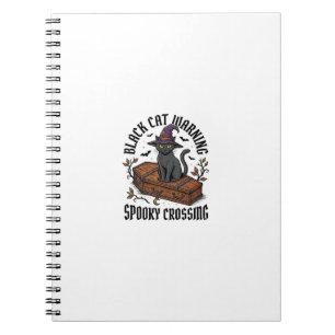 Black Cat Warning Vintage Halloween Witch Cat_1 Notebook
