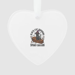 Black Cat Warning Vintage Halloween Witch Cat_1 Ornament