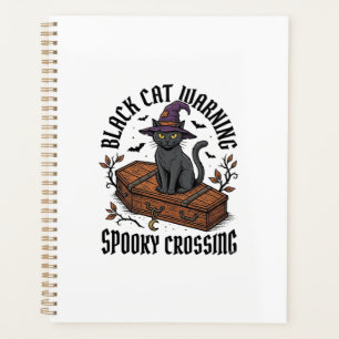 Black Cat Warning Vintage Halloween Witch Cat_1 Planner