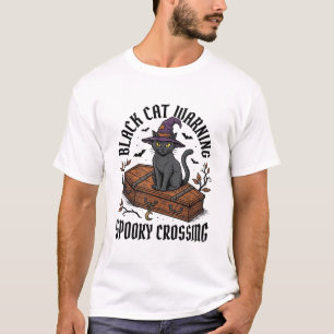 Black Cat Warning Vintage Halloween Witch Cat_1 T-Shirt
