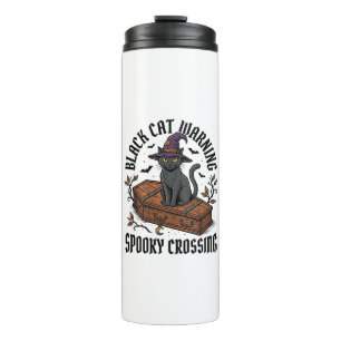 Black Cat Warning Vintage Halloween Witch Cat_1 Thermal Tumbler
