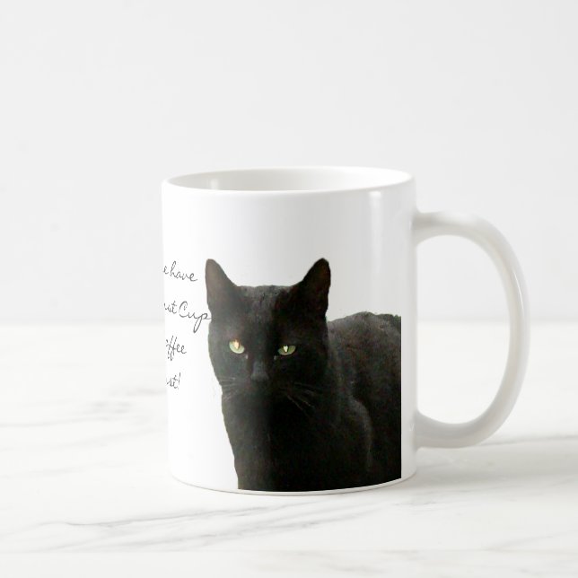 Black Cat Watching Coffee Mug (Right)