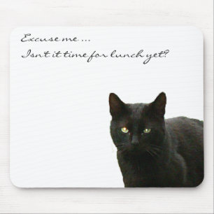 Black Cat Watching Mouse Mat