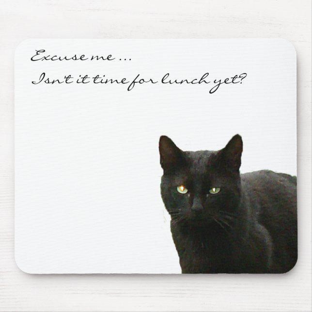 Black Cat Watching Mouse Mat (Front)