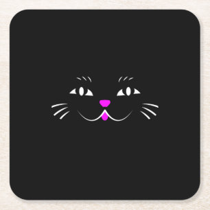 Black Cat Watching You Square Paper Coaster