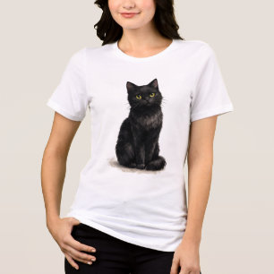 Black Cat Watercolor Clipart Tri-Blend Shirt