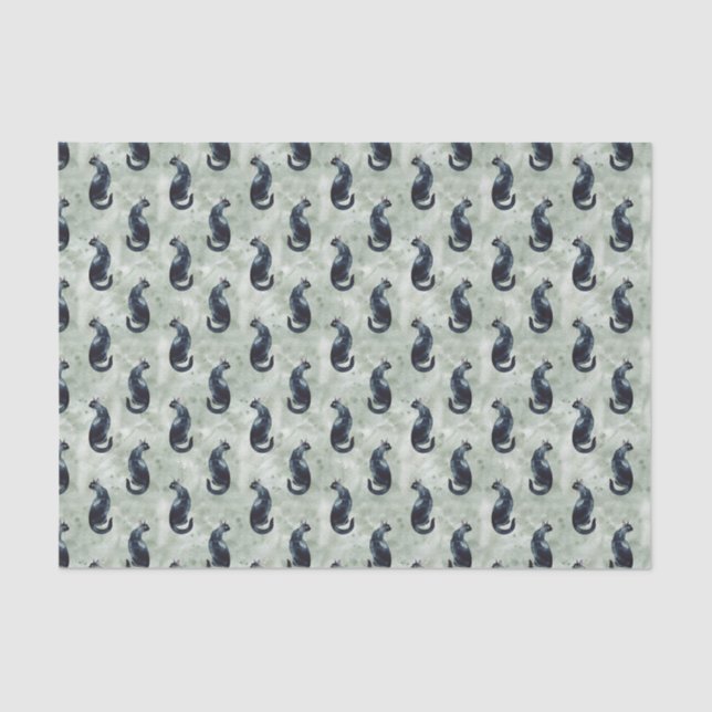 Black Cat Watercolor Tissue Paper (Front)