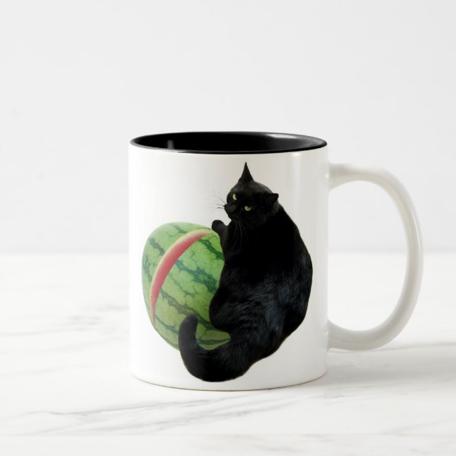 Black Cat Watermelon Mug (Right)