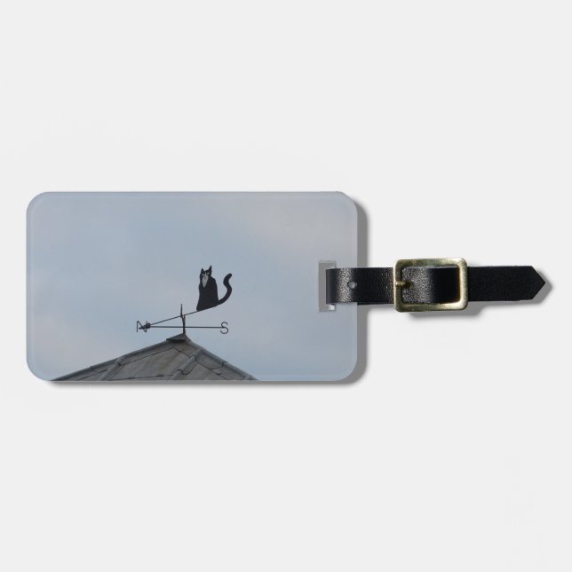 Black Cat  Weather Vane Luggage Tag (Front Horizontal)