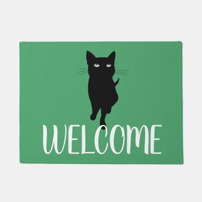 Black cat welcome mat (Front)
