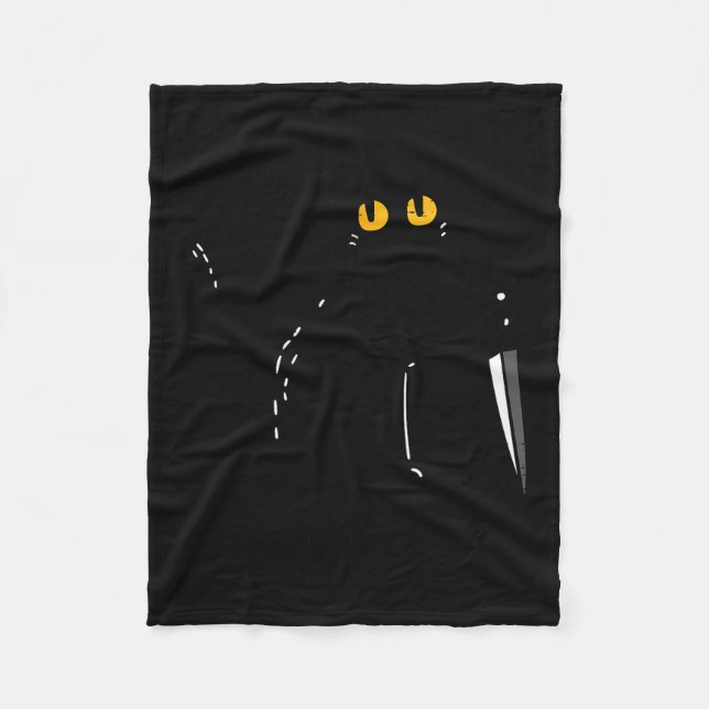Black Cat What Knife Funny Murderous Halloween Pet Fleece Blanket (Front)