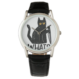 Black Cat What Knife Funny Murderous Halloween Pet Watch