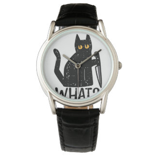 Black Cat What Knife Funny Murderous Halloween Pet Watch