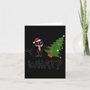 Black Cat What Pushing Christmas Tree Xmas Gifts Card