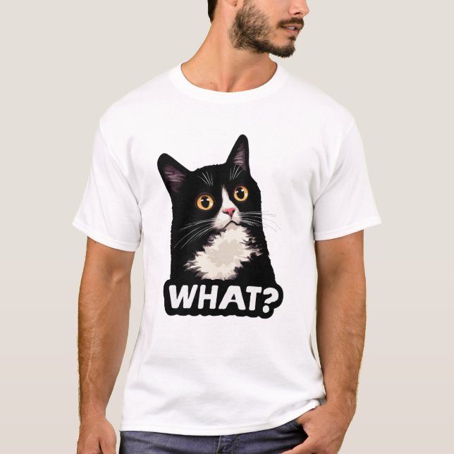 Black Cat What T-Shirt (Front)