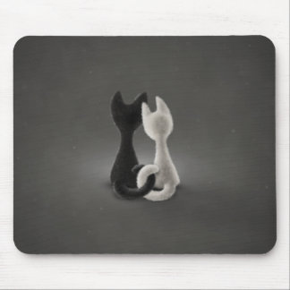 Black Cat White Cat (Colour 2) Mouse Mat