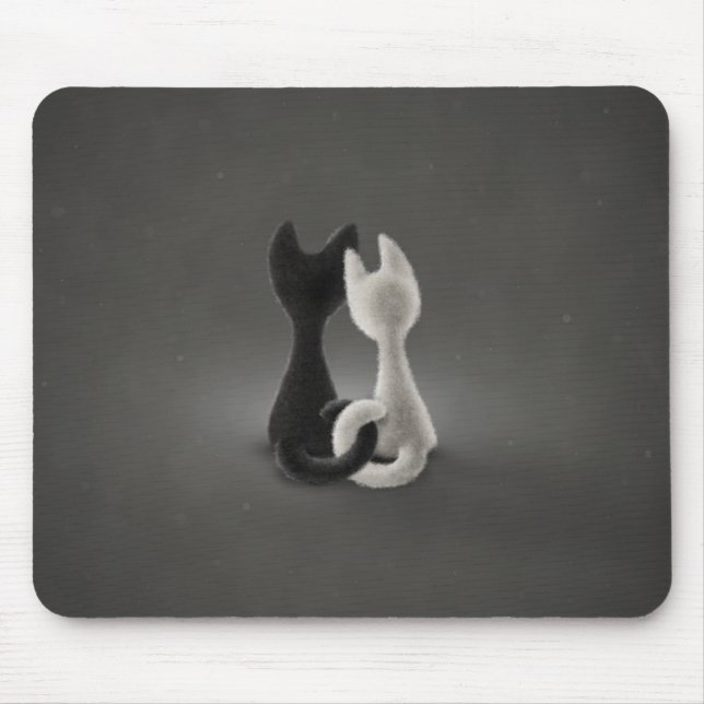 Black Cat White Cat (Colour 2) Mouse Mat (Front)