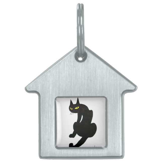 BLACK CAT  white Pet ID Tag (Front)