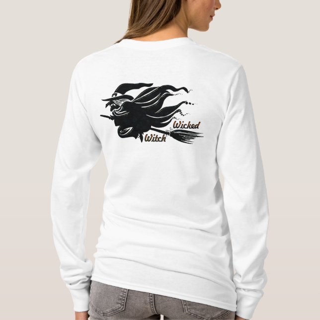 Black Cat Wicked Witch Halloween T-Shirt (Back)