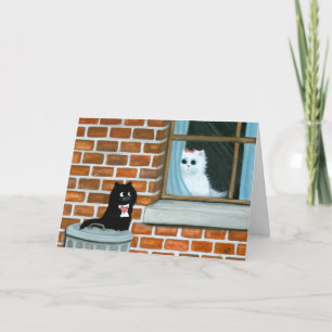 Black Cat Will you be my Valentine Card by Bihrle