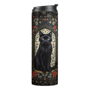 Black Cat William Morris Inspired Thermal Tumbler