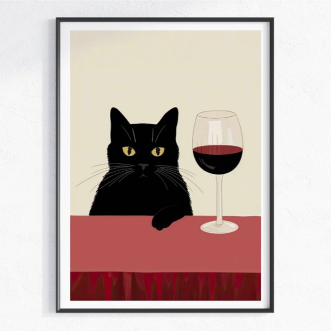 Black Cat Wine Lover Funny Poster (Creator Uploaded)