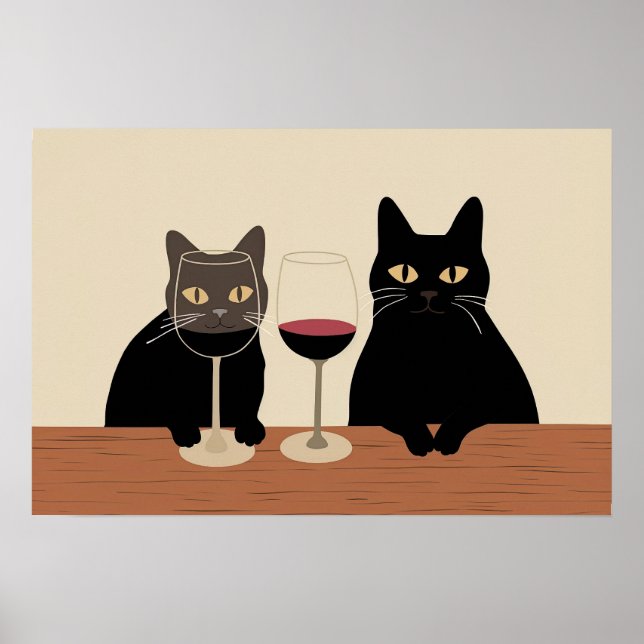 Black Cat Wine Lover  Poster (Front)