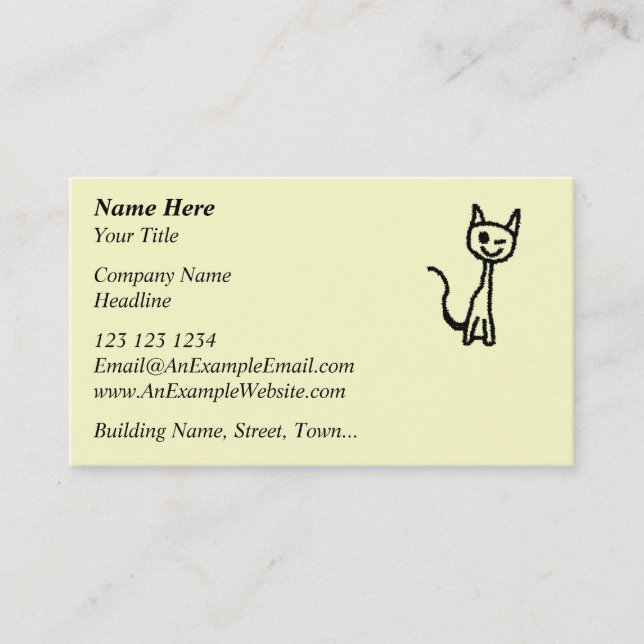 Black Cat, Winking. Business Card (Front)