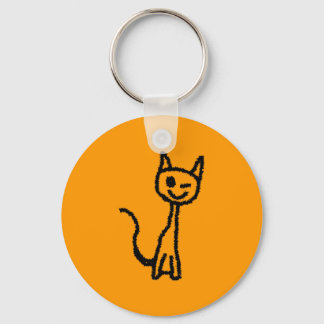 Black Cat, Winking. Key Ring
