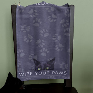 Black Cat Wipe Your Paws Pet Name Golf Towel