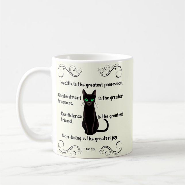 Black Cat Wisdom - Enlightened Coffee Mug (Left)