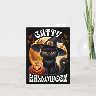 Black Cat Witch Catty Halloween Black Cat Card