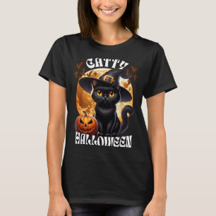 Black Cat Witch Catty Halloween Black Cat T-Shirt