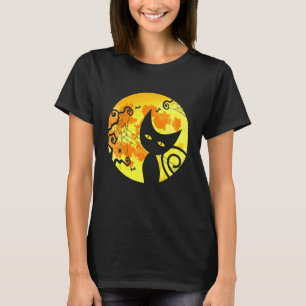 Black Cat Witch Full Moon Vintage Halloween Men Wo T-Shirt