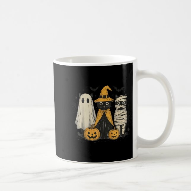 Black Cat Witch Ghost Y Halloween Pumpkin Men Kids Coffee Mug (Right)
