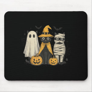 Black Cat Witch Ghost Y Halloween Pumpkin Men Kids Mouse Mat