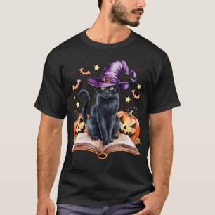 Black Cat Witch Halloween Cute Spooky Cat Lover T-Shirt