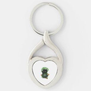 Black Cat Witch Halloween Tshirt Key Ring
