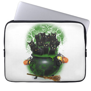 Black Cat Witch Halloween Tshirt Laptop Sleeve