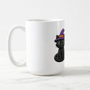 Black Cat Witch Hat Halloween Coffee Mug