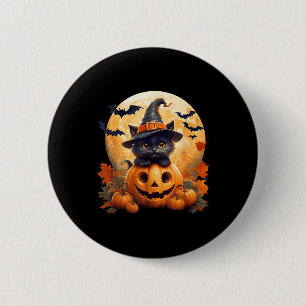 Black Cat Witch Pumpkin Halloween Costume Retro Fa 6 Cm Round Badge